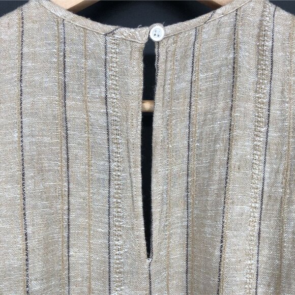 Drew Women's Sleeveless Striped Linen Blend Jumpsuit S Tan Belted Bohemian Artsy - Picture 4 of 8